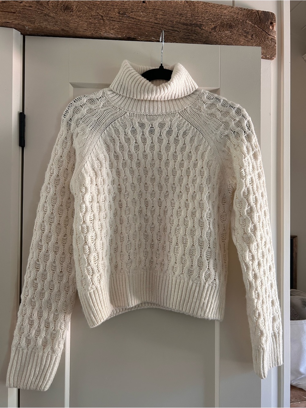 Laundry By Shelli Segal Cream Cable Knit Turtleneck Sweater